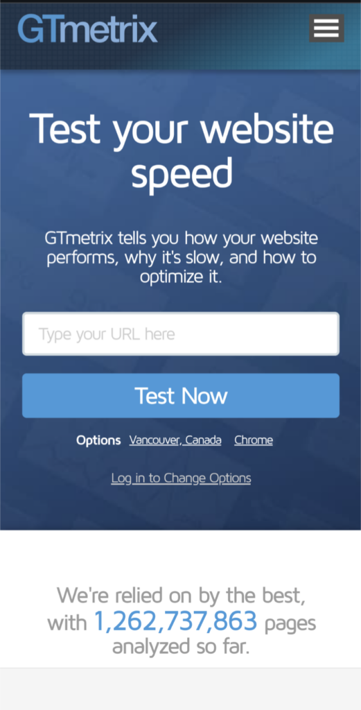 GTmetrix website speed testing tool