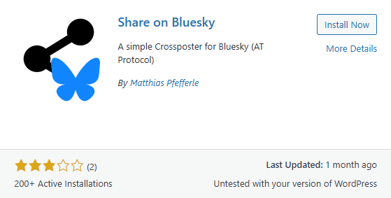 screenshot of WordPress plugin Share on Bluesky