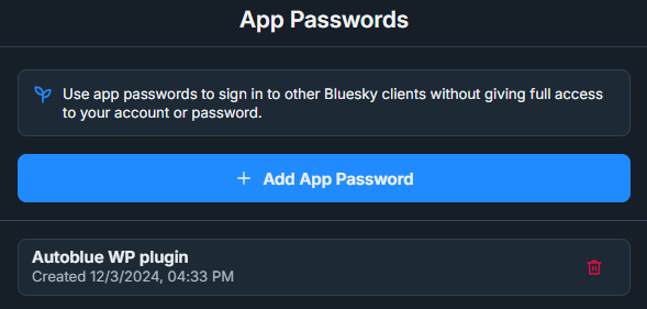 Autoblue WP Plugin app password