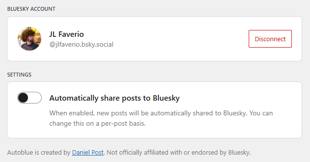 how to enable Automatically share posts to Bluesky