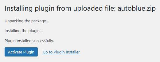 installing plugin autoblue for WordPress