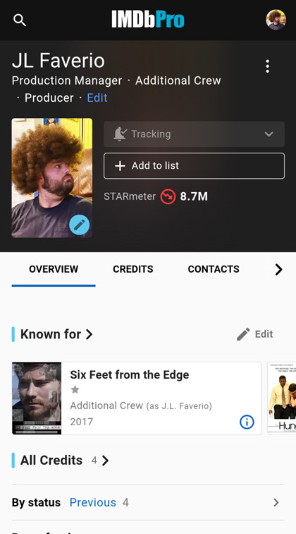My JL Faverio profile on IMDbPro