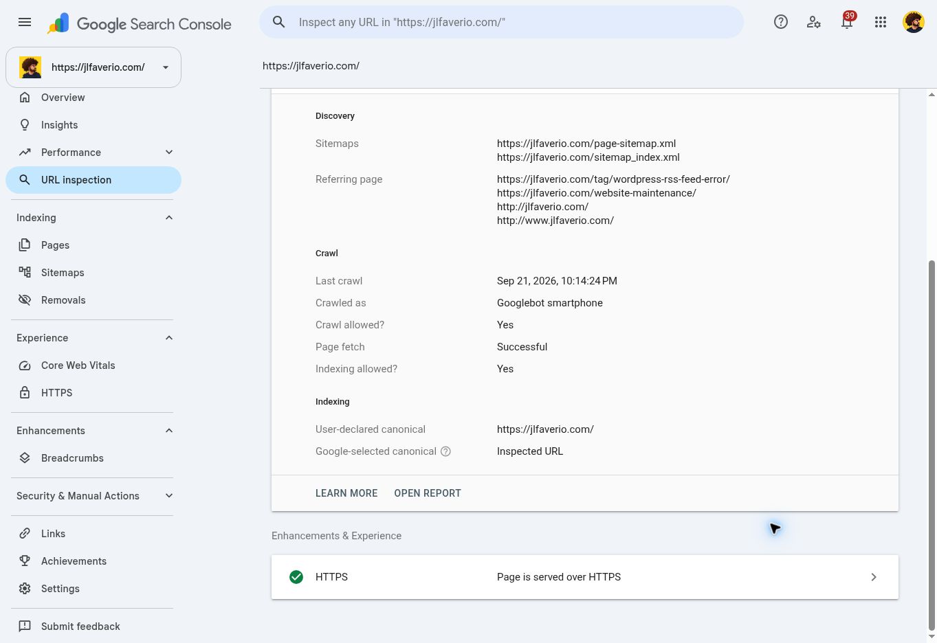 How to Use the URL Inspection Tool in Google Search Console 3 Expanded URL Inspection details showing crawl status and Google-selected canonical